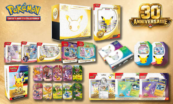 SORTIE POKÉMON 30 ANS ETB / MINI TIN FRANÇAIS / DISPLAY JAPONAIS / CHINOIS